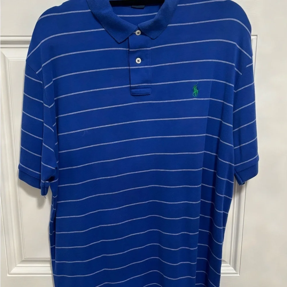 Polo Ralph Lauren Blue Striped Polo Shirt Men’s XL Classic Fit 100% Cotton